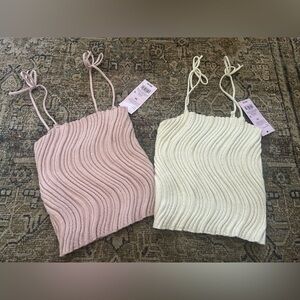 NWT Wild Fable Woven Knot Tank Tops - Pink and Cream